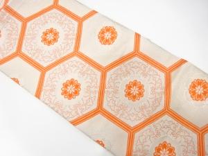 亀甲に華紋織り出し　袋帯